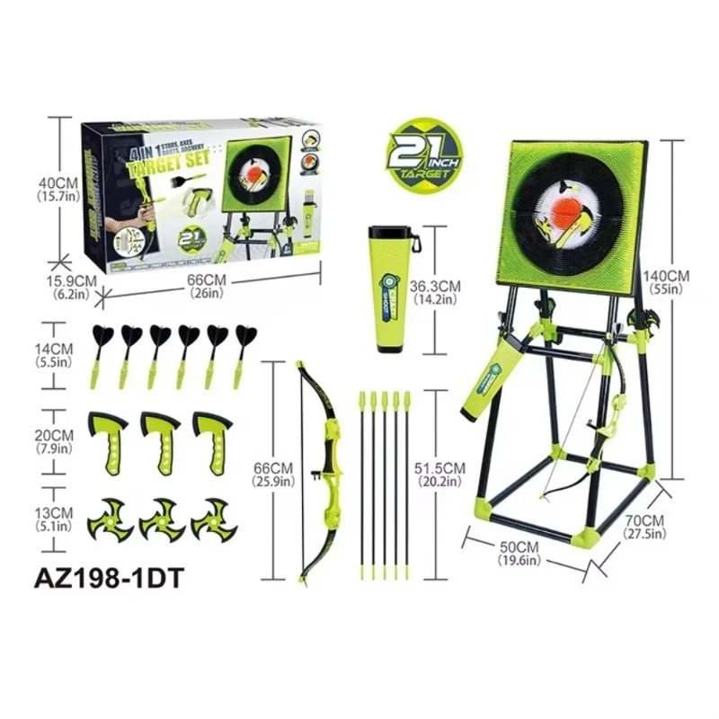 4-in-1 Throwing Target Game Set Includes Axe, Darts, Stars, and Archery Darts Shooting Game Toys