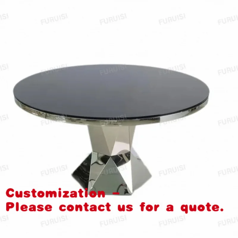 

custom.Luxury Skirt Design Wedding Event Table Hotel Hall Stainless Steel Party Event Tables With Glass Top