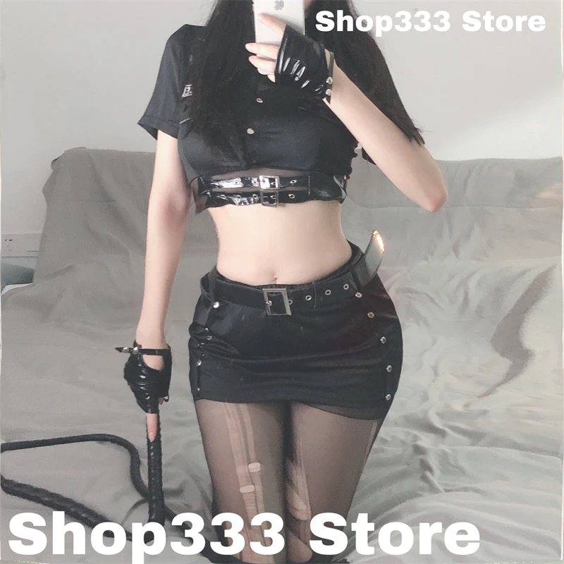 Sexy Police Woman Officer Uniform Costume Halloween Clubwear Zipper Bodysuit Outfit Cosplay Carnival Fancy Party Dress For Women