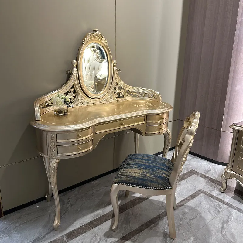 

French dressing table European solid wood villa palace master bedroom dressing table