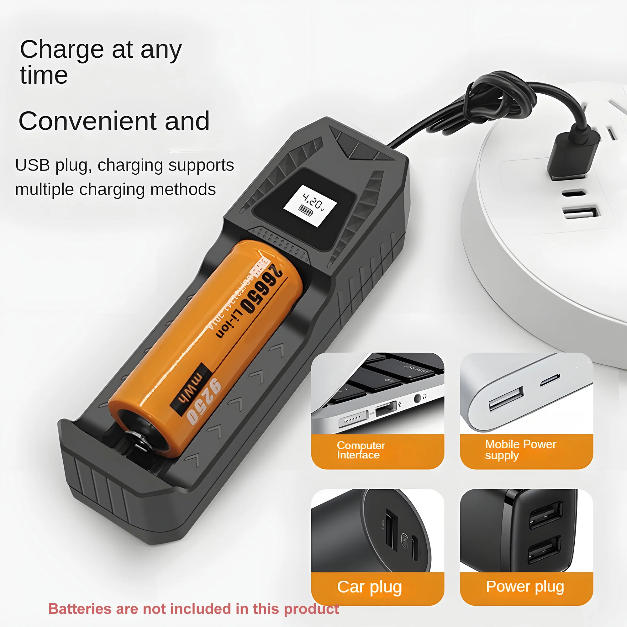 Cargador de batería 18650 1 Solt LCD para batería AA AAA Ni-MH/ni-cd de 3,7 V 26650 14500 16340 18500 21700 cargador de batería recargable