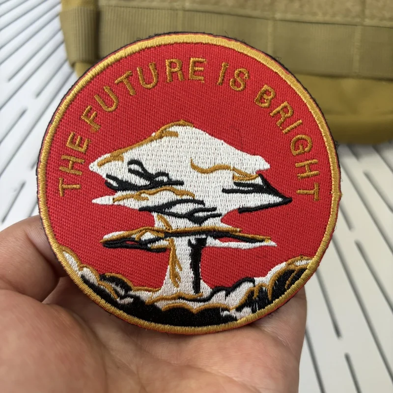 

The Future Is Bright Tactical Embroidery Patches on Clothes Hook and Loop Mushroom Cloud Morale Badge Military Backpack Stickers