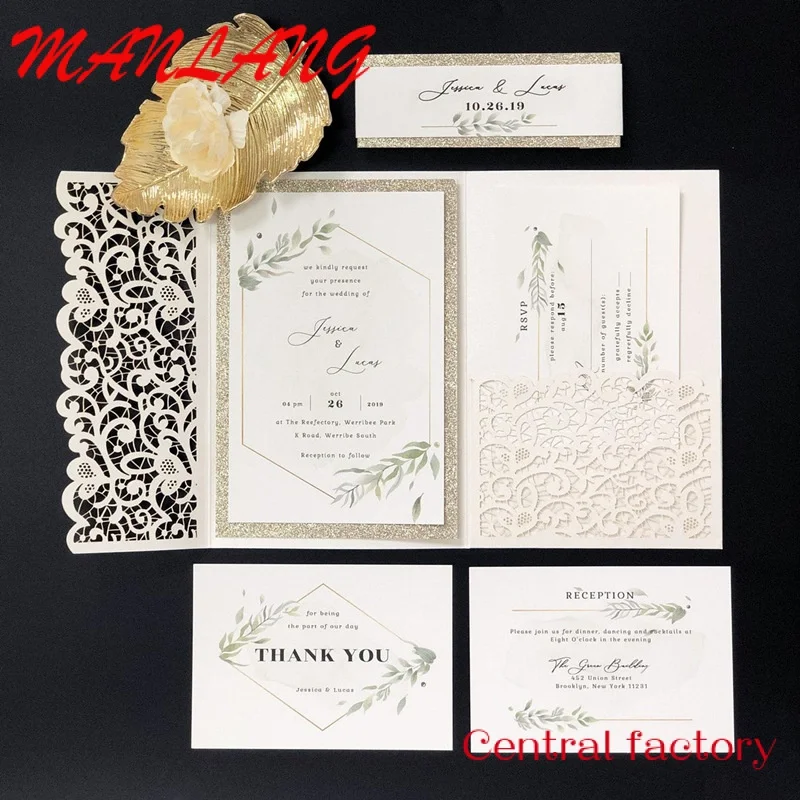 Custom  Factory Custom Printing Promotion 3D Envelopes Display Festival Greeting Laser Cut Wedding Invitation Cards