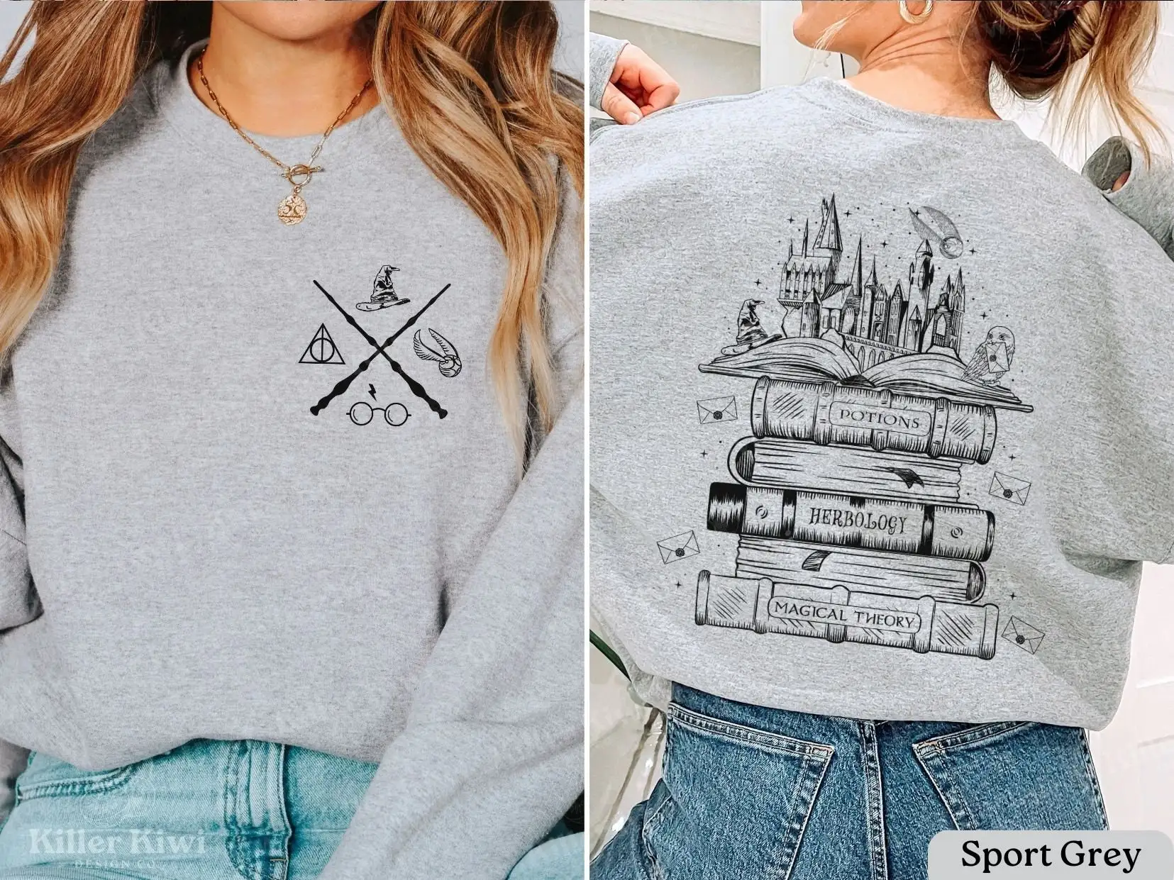 Vintage Cartoon Magic Tome Castle Wizard Hat Incantation Two-sided Print Women Sweatshirt New Hot Sale Fashion Comfort Girl Tops