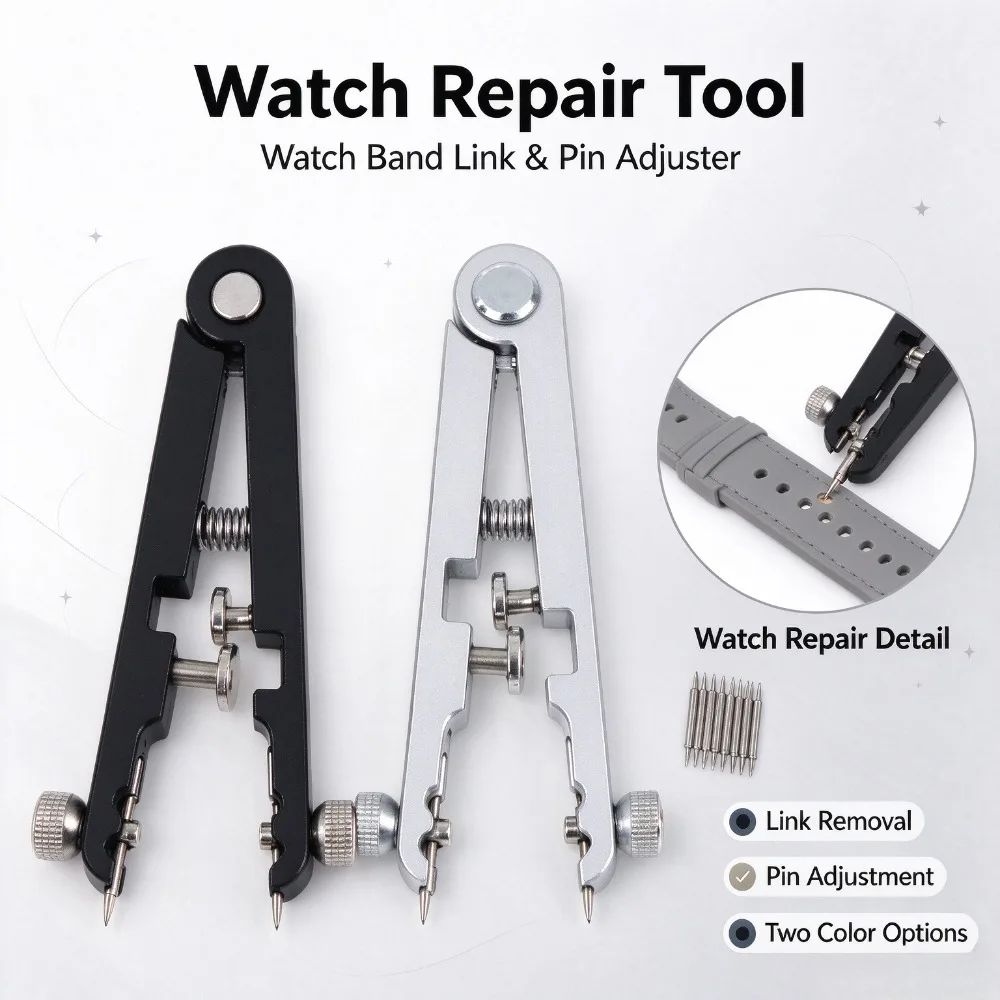Watch Spring Bar Plier Tool V Type Replaceable Tips Stainless Steel for Strap Removal Repair