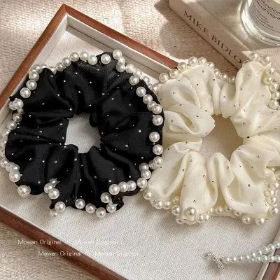 korea mesh Pearl scrunchie oversize for women hair rubber bands girls elastic big hair tie adult maxi scrunchies hair accessorie