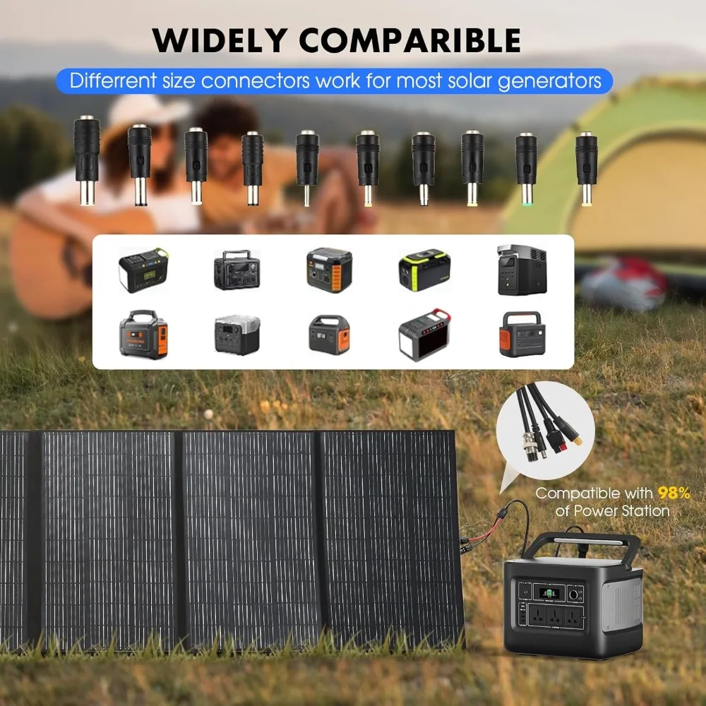 400W Portable Solar Panel, Up to 25% Conversion Efficiency N-Type Solar Cell, with Adjustable Kickstand, IP68 Waterproof, Foldab