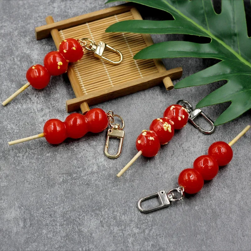 

New Simulation Sugared Gourd Key Chain Creative Food Hawthorn Fruit Model Car Mobile Phone Bag Pendant Gift Women Ornaments