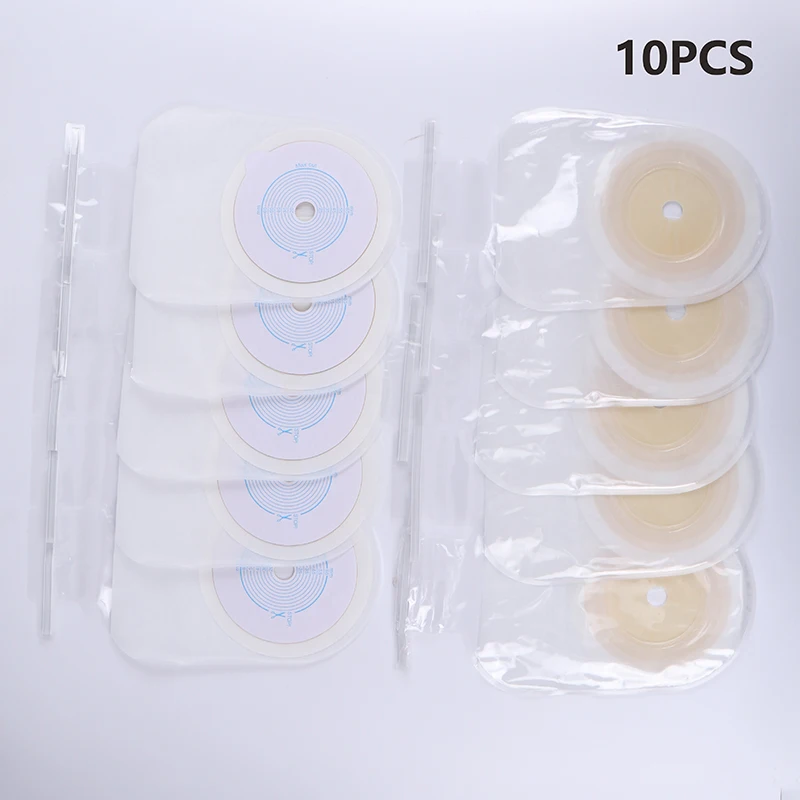 10pcs Drain Valve One-piece System Colostomy Bags For Adults Disposable Colostomy Pouch Opening With Clip Closure