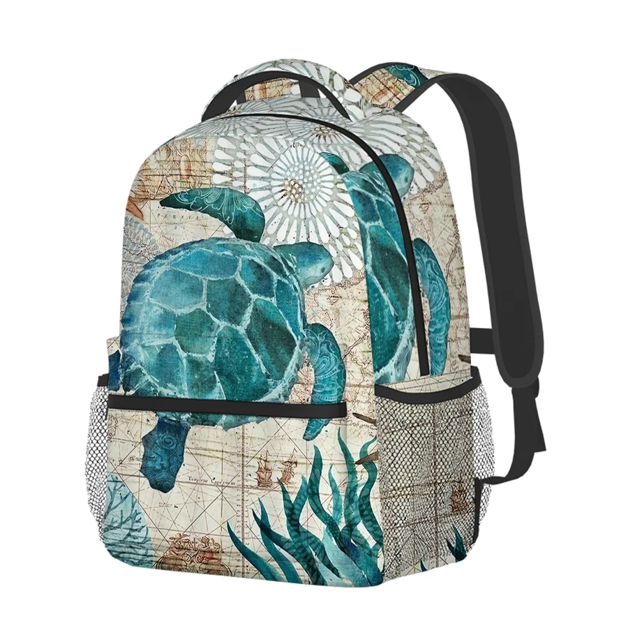 Large Capacity Sea Turtle Pattern Backpacks for Boy/Girls Best Gifts 2D Cartoon Fashionable Waterproof School Bag for Children