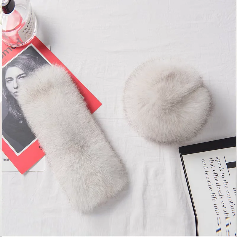 Women 100% Real Fox Fur Cuff  Winter Warm Fashion Natural Warmer Bracelet Winter Coat Fur  Glove Lady Patting Circle