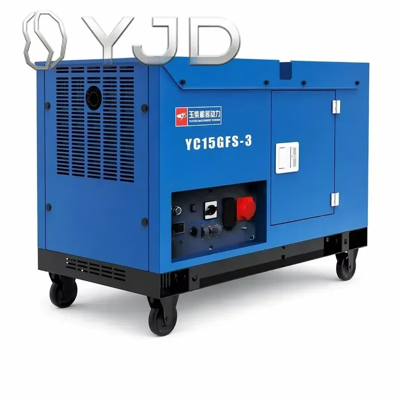 YJD 15kw Diesel Generator Silent 20kW Max 3 Phase 400V 230V Portable Soundproof Double Cylinder Standby Power Generator