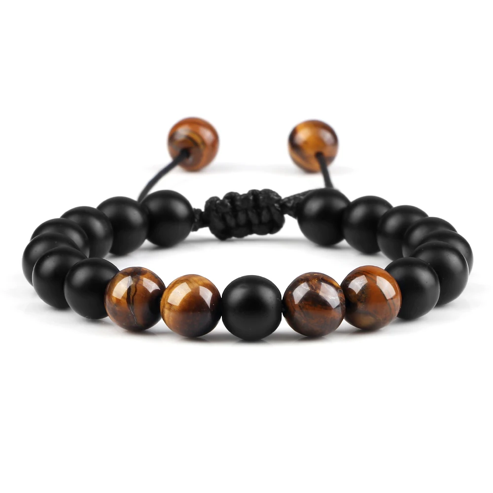 Adjustable Couples Bracelets with Black & White Beads