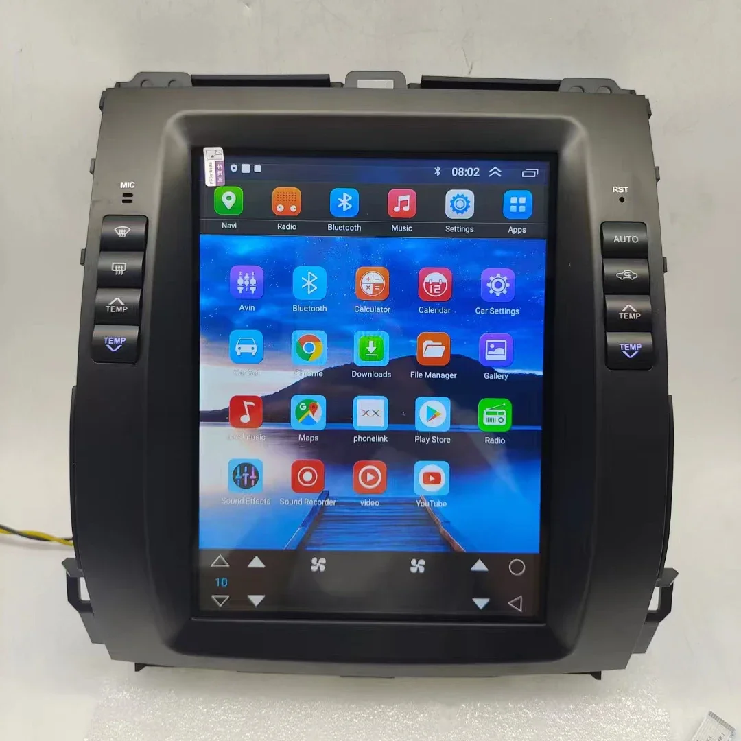10.4inch Android Car Stereo for Land Cruiser Prado 120 Lxus GX470 2002-2009 Auto AC Only Vertical T Style