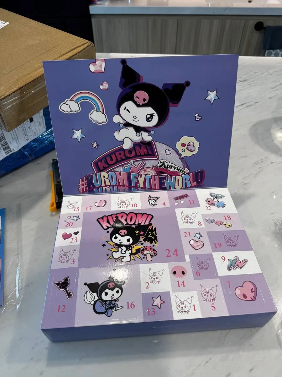 Sanrio Hello Kitty Kuromi Anime calendario de Navidad cajas ciegas de Adviento cuenta atrás de Halloween Diy juguetes hechos a mano regalo para niños Juguetes