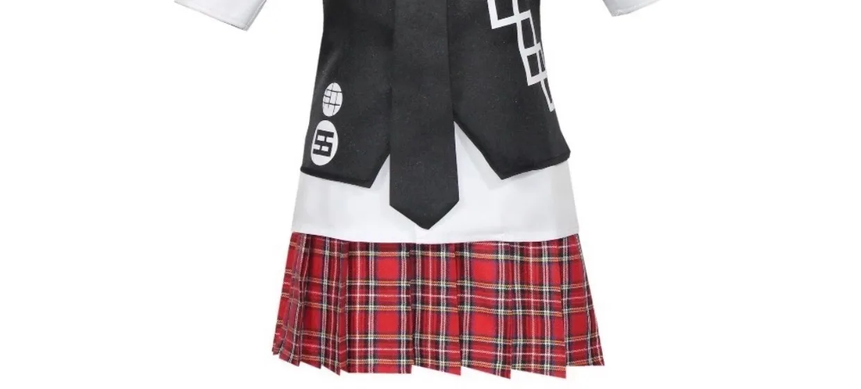 Anime-Spiel Danganronpa, Cosplay-Kostüm, Enoshima Junko Uniform, Café-Arbeitskleidung, kurzer Rock, Monokuma-Kopfbedeckung – Detail 13