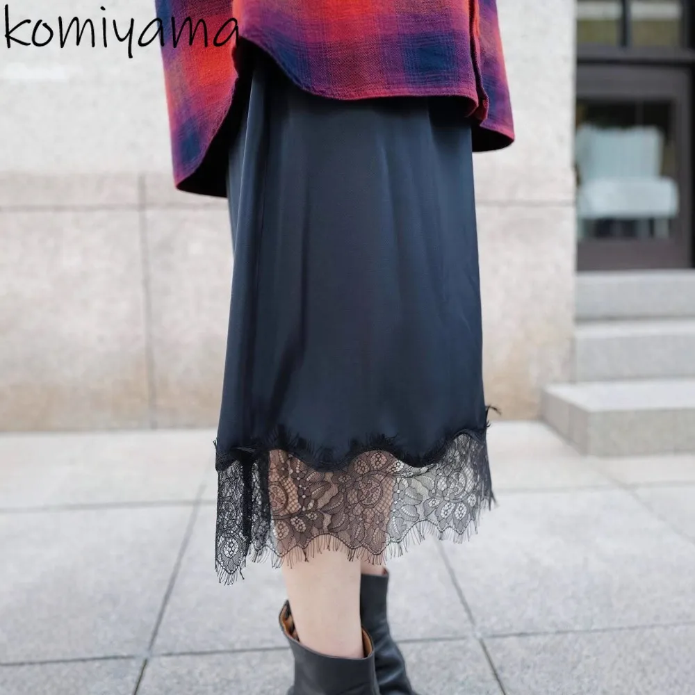 

High Elastic Waist Faldas Lace Patchwork Skirt Loose Ropa Mujer Japan Vintage Fashion Skirts Woman Autumn 2025 New Clothes