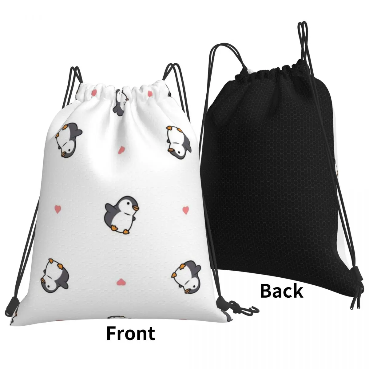 Cute Penguin Backpacks Multi-function Drawstring Bags Sundries Bag Book Bags for Travel School