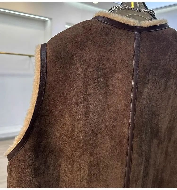 Fur One-piece Imitation Lambswool Vest for Women Autumn and Winter New Fashion Leather Sleeveless Vest Jacket