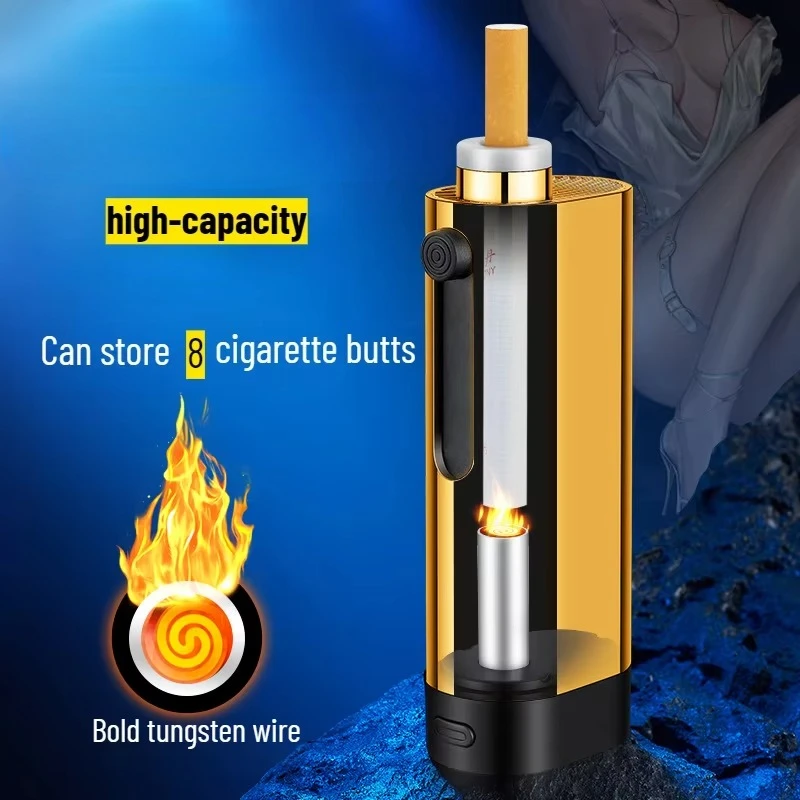 Portable Ashtray,car Mounted Non Dropping Ashtray Device, Charging Tungsten Wire Lighter, Lazy Driver's Non Bounce Device