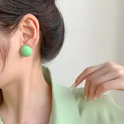 Vintage Fashion Earrings For Women Resin Round Candy Color Sweet and Cute Stud Earrings серьги женские Wedding Party Jewelry