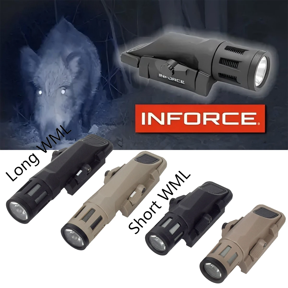 

Тактический светодиодный стробоскопический фонарь INFORCE WML GEN2 для страйкбола, охоты и активного отдыха, крепление на 20-мм планку, 400 люмен