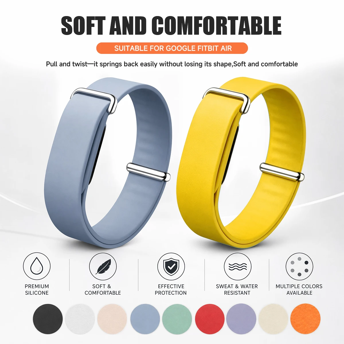 Soft Silicone Watch Strap for Google Fitbit Air Rubber Replacement Bracelet Watch Band forFitbit Air Sport Loop Correa Wristband