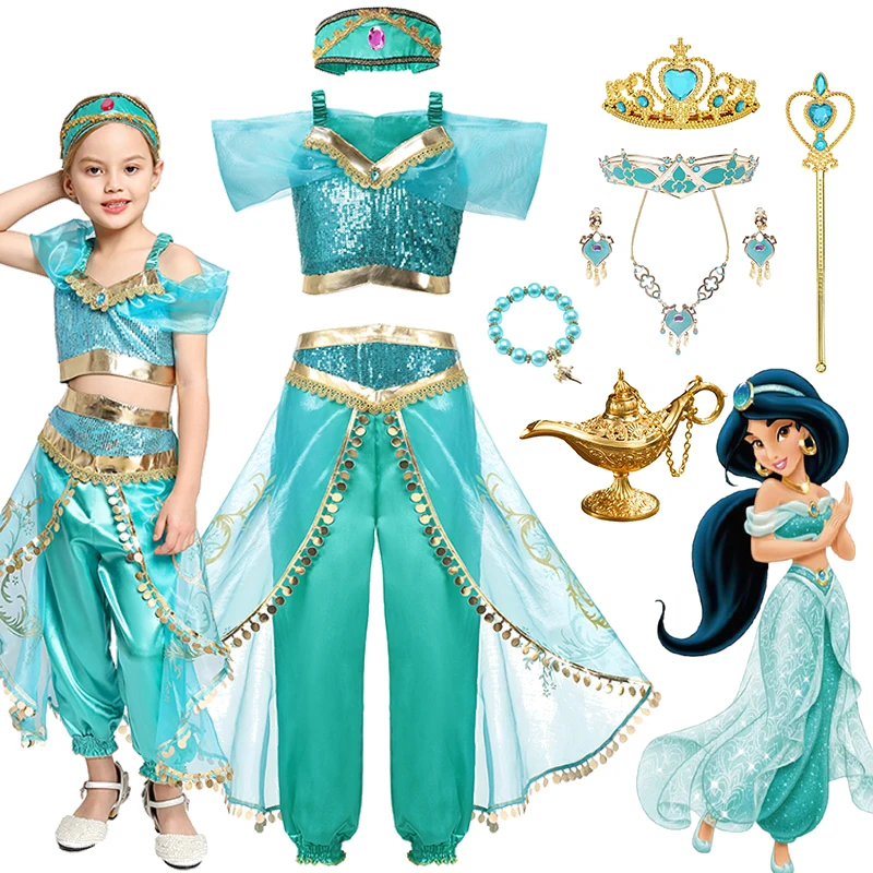 

Disney Girls Jasmine Costume Aladin Costumes For Girls 2024 Jasmine Cosplay Costumes Purim Festival Carnival Party Clothings