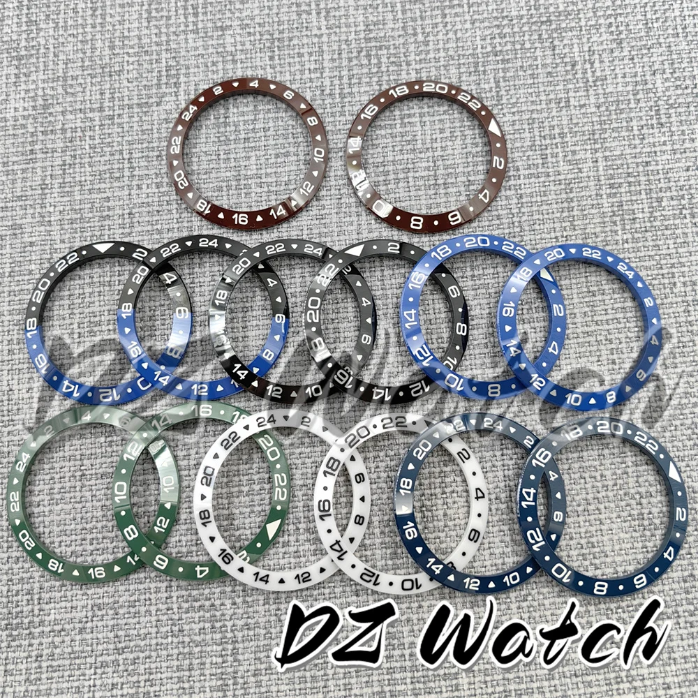 Black Blue Brown White 39.2mm 24Hours GMTCeramic Watch Bezel Luminous Bezel Insert Fit 39mm-40mm Watch Case Watch Accessory Part