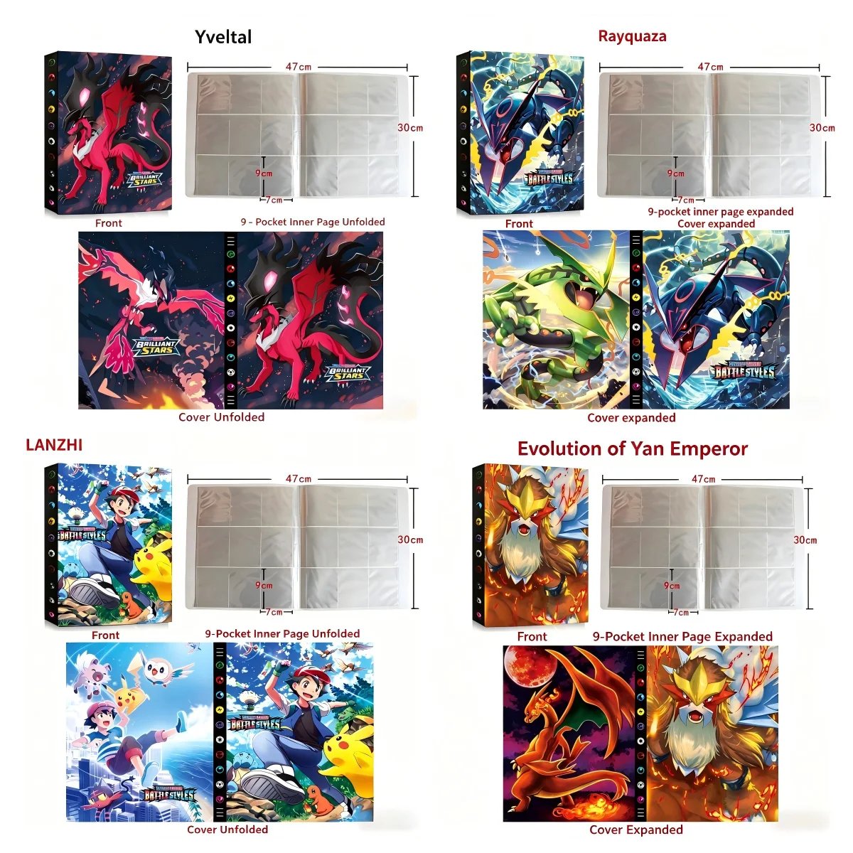 Album de cartes Pokémon 432 emplacements, classeur pour cartes à collectionner, porte-cartes 9 pochettes, livre de collection, dossier de rangement, organisateur, cartes d'anime, cadeau