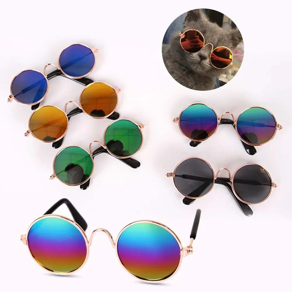 Lovely Vintage Round Cat Sunglasses Reflection Eye wear glasses For Small Dog Cat Pet Photos Pet Products Props Accessories