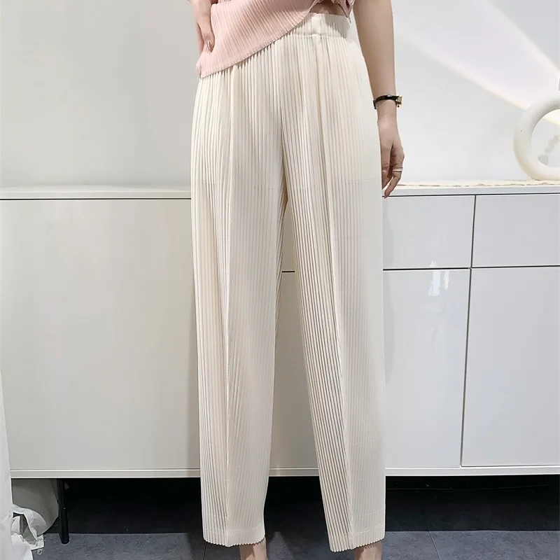 YUDX Miyake Pleated Pants Women's Thickened Fabric Loose Slim Comfortable Casual Pleated Pants 2024 Early Spring New