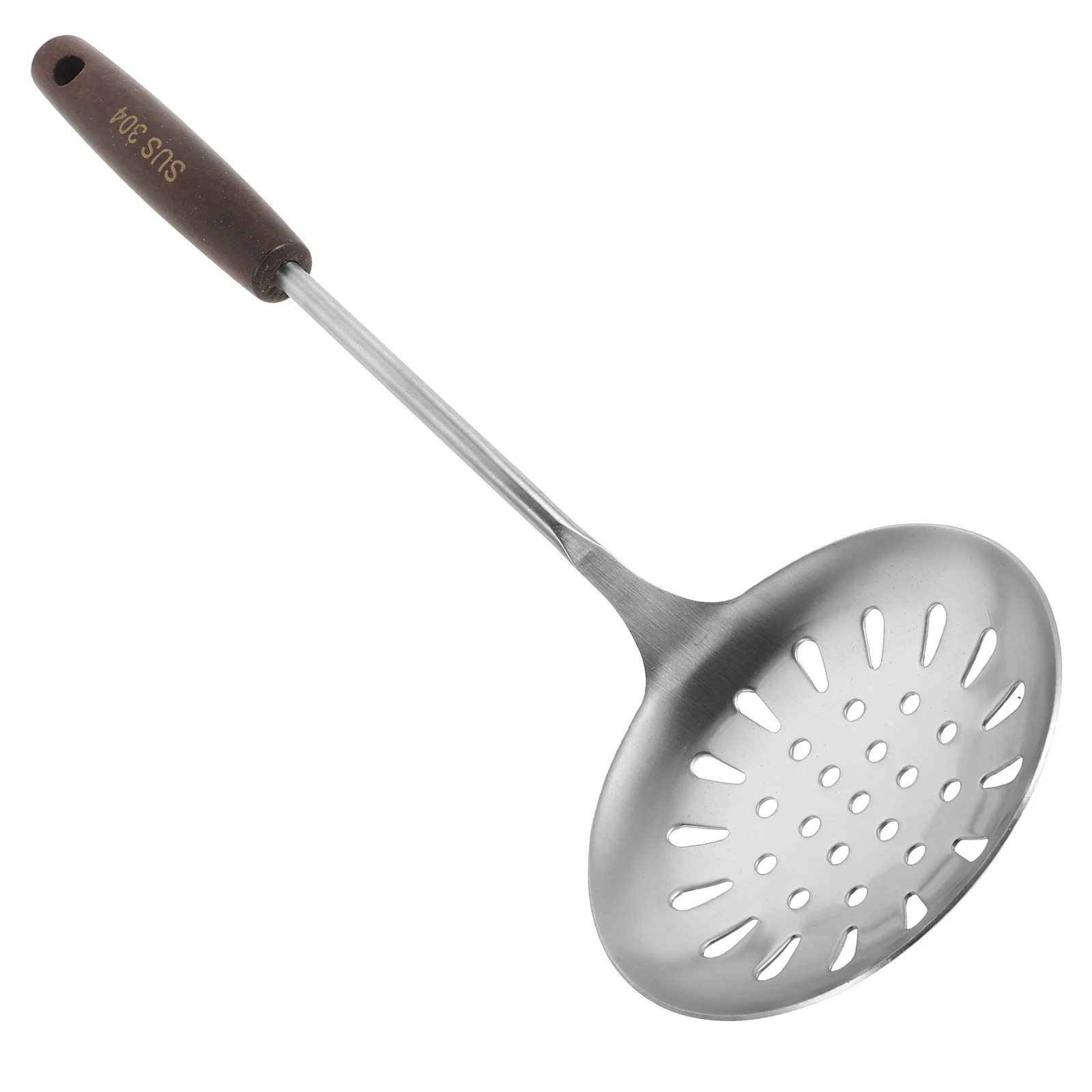 

Stainless Steel Wooden Handle Slotted Spoon Cooking Serving Utensil Kitchen Accessory Household Use Efficient Drainage