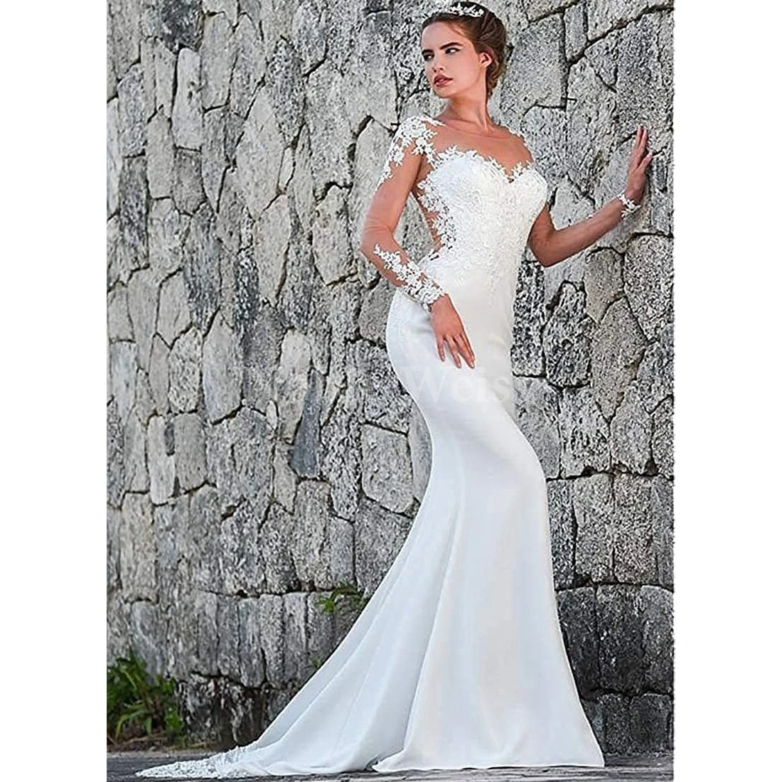 Abiti da sposa da spiaggia per la sposa Abiti da sposa Boho con applicazioni in pizzo a maniche lunghe per donna personalizzati