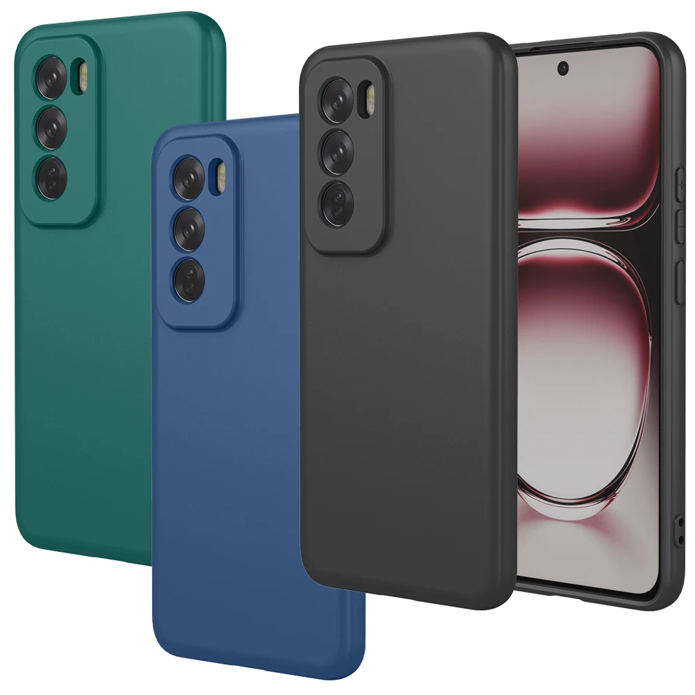 For Reno 12 Pro Anti-Shock Liquid Silicone Soft Case,Rugger Armor Rubber Case With Microfiber Lining For OPPO Reno 11 Pro