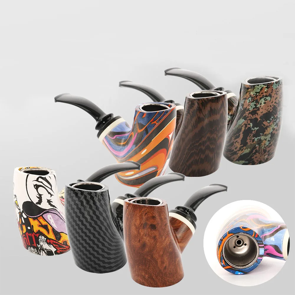 6-piece tobacco pipe set Acrylic pipe with copper pot Disposable pipe Large volcano pipe Gift set Bakelite pipe