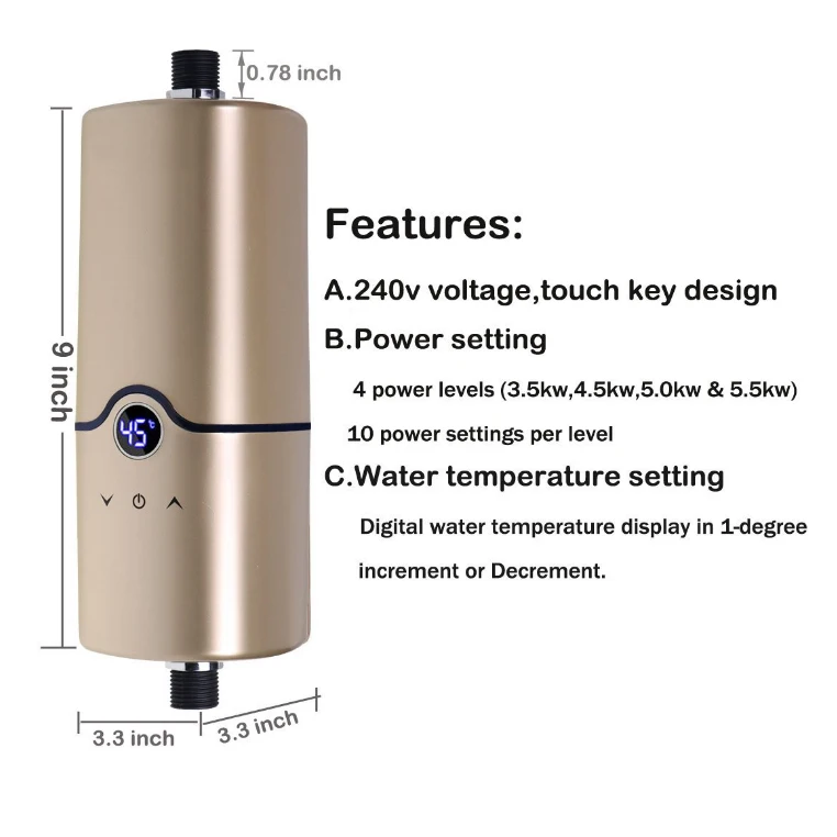 Best-Selling Small Size Portable High-Speed Plastic English Waterproof Touch Control Instantaneous Electric Water Heater for