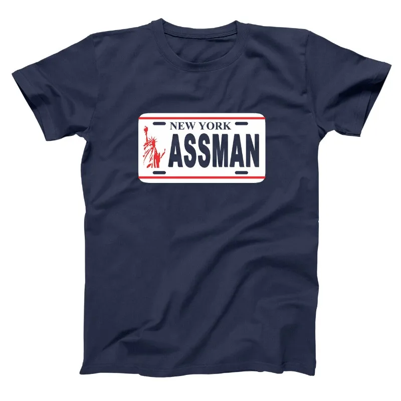 The Assman New York Licence Plate Funny Humor Navy Basic Men's T-Shirt