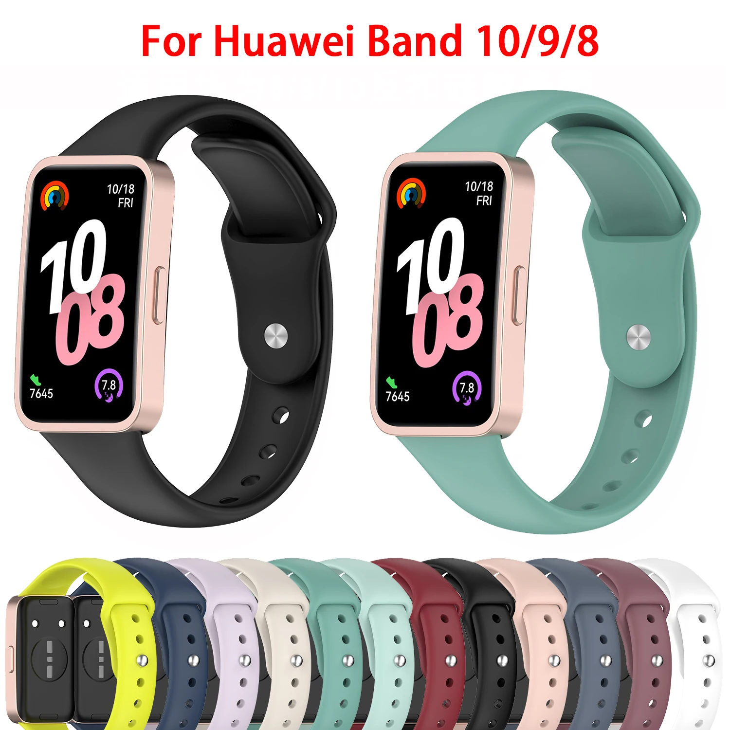 Silicone Straps For Huawei Band 10 9 8 Strap Accessories Replacement Sport Bracelet Pulseira Correa For Huawei Bands 10 9 8 NFC