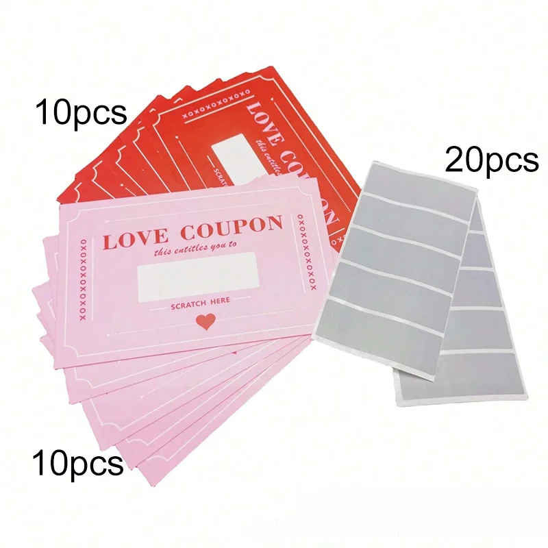 Scratch-Off Love Coupons 20 Pieces DIY Valentine'S Day Love Coupons Creative Birthday Gifts For Boyfriends Party Decoration