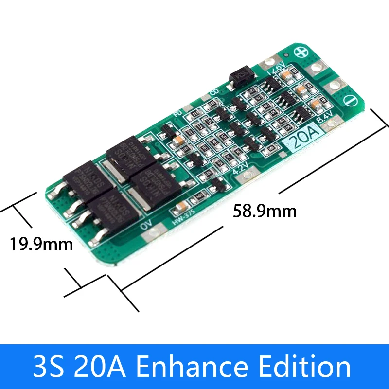 2S 3S 4S Li-ion lithiumbatterij 18650 Laderbeschermingskaart BMS 20A 25A 40A 60A Verbeter de balans met balans voor boormotor