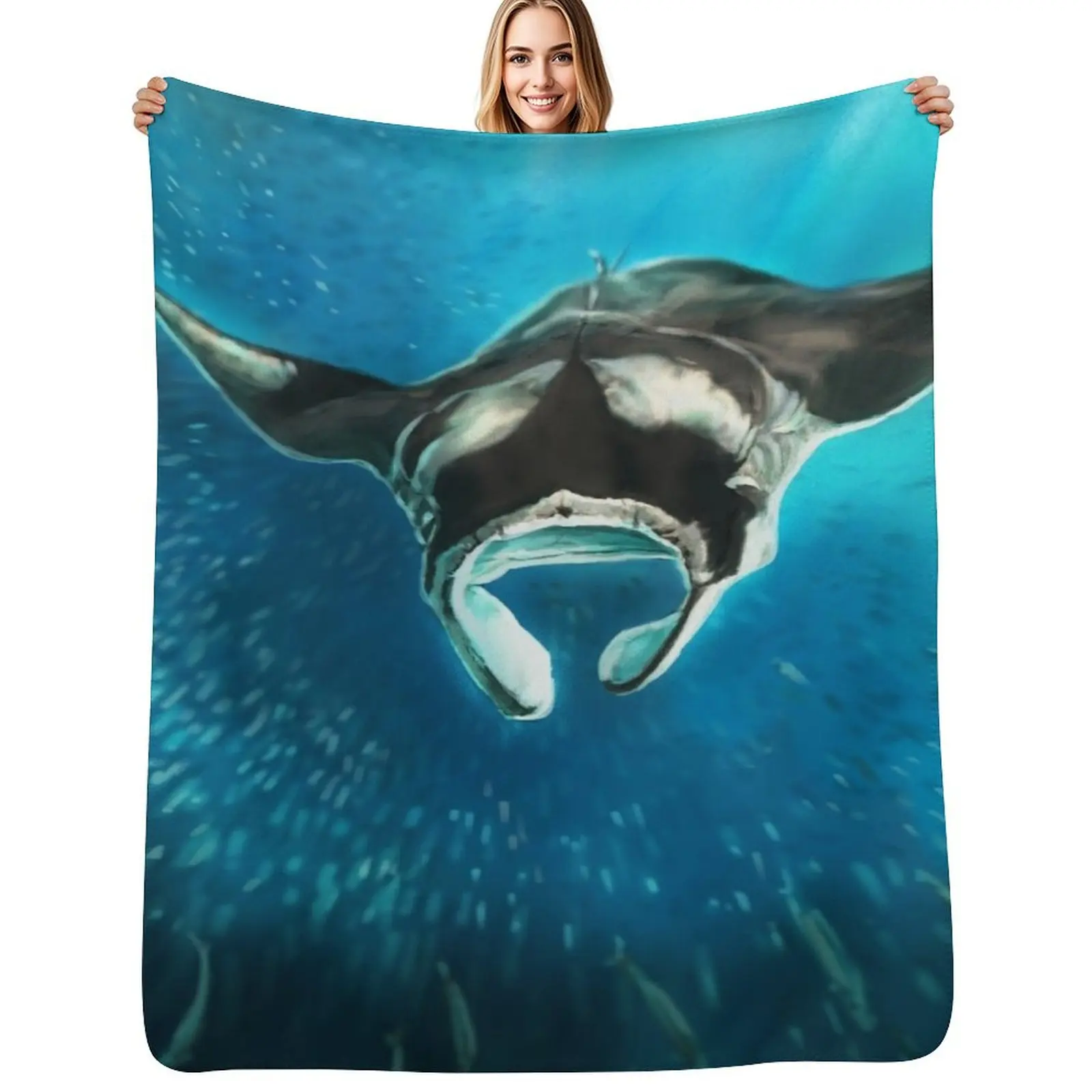 

Manta Ray Throw Blanket All Season Lightweight Soft Blanket for Bed