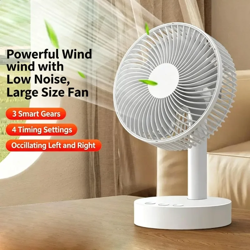 

Quiet Mini Fan, Office Desktop Oscillating Rechargeable Fan, Tabletop Bedside Fan with Long Battery Life