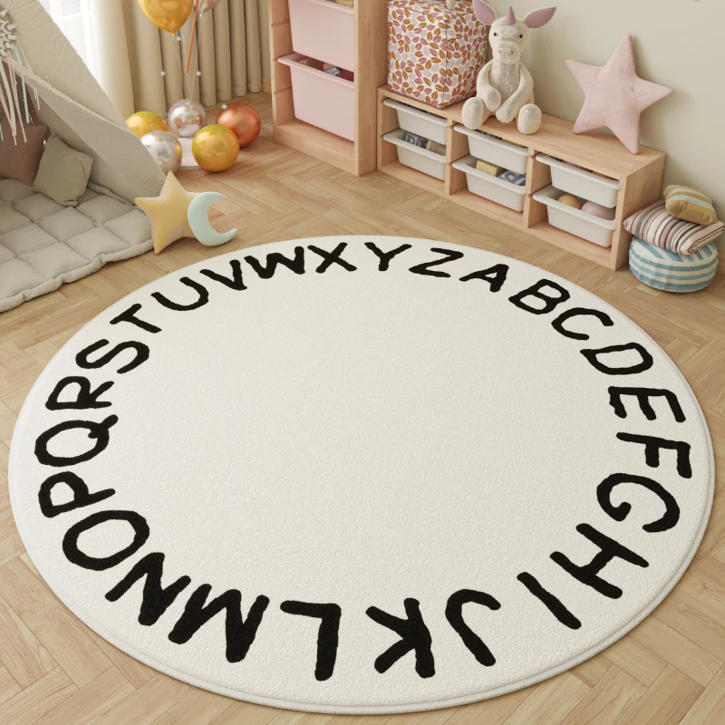 Cartoon Style Living Room Decoration Carpet Fluffy Soft Plush Rug Color Round Rugs for Bedroom Large Area Thick Lounge Floor Mat