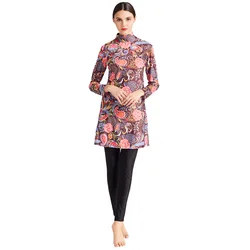 Traje de baño de mujer musulmana Burkini, estampado vintage, talla grande, de 3 piezas traje de baño, talla grande, Nuevo, Verano