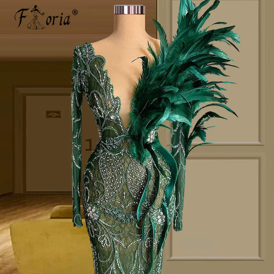 Emerald Green Feather Evening Dresses 2025 Elegant V Neck Beaded Evening Party Gowns Customized Women Birthday Party Gala Gowns - AliExpress 320 Emerald Green Feather Evening Dresses 2025 Elegant V Neck Beaded Evening Party Gowns Customized Women Birthday Party Gala Gowns - AliExpress 320