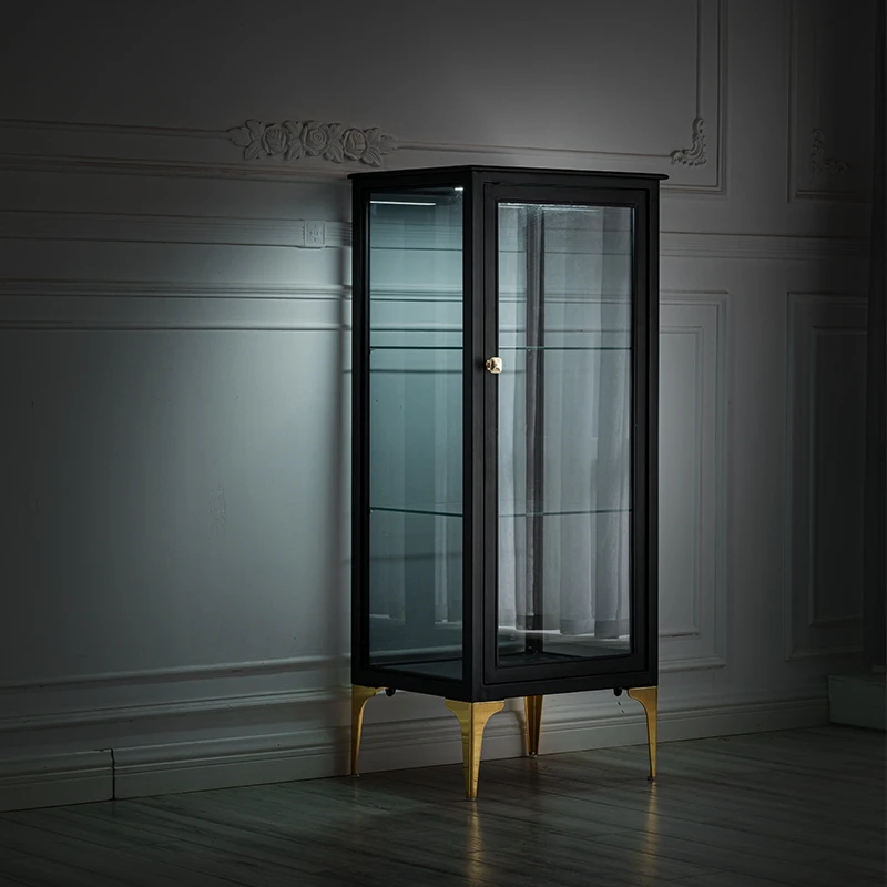 Nordic simple side cabinet modern small apartment household storage locker Italian light luxury glass display cabinet wine