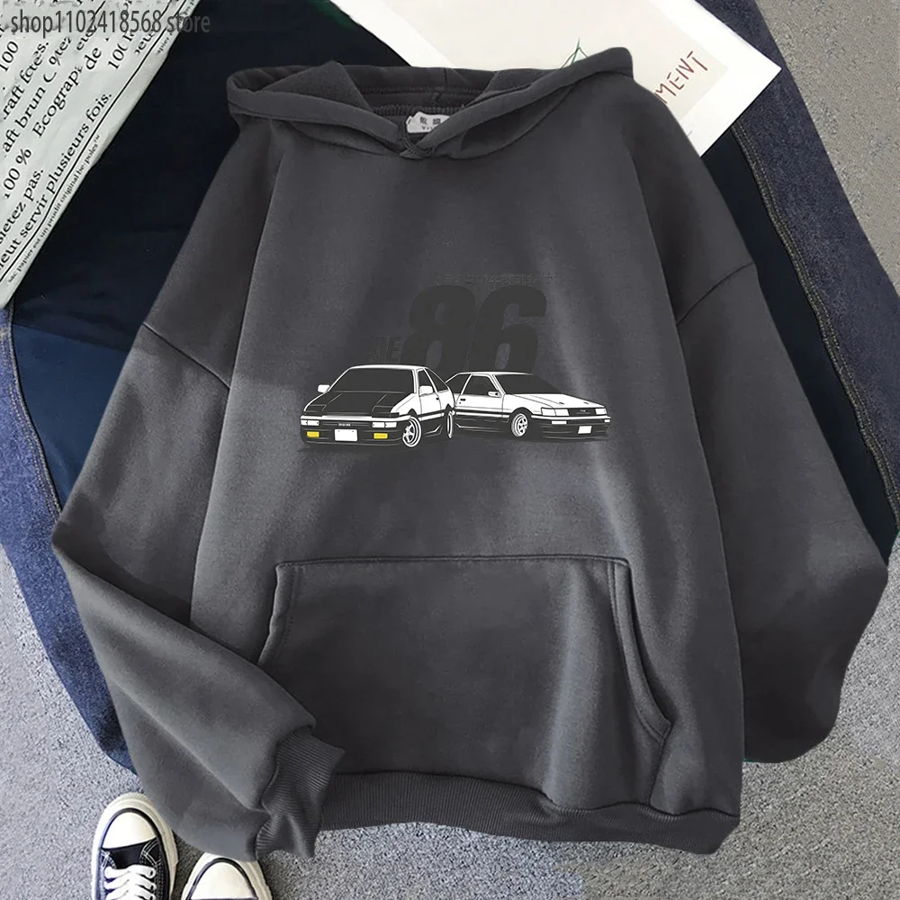 Initial D AE86 JDM-Sudadera con capucha para hombre y mujer, ropa de calle con estampado de letras de coche japonés, holgada, estilo Hip Hop, Anime