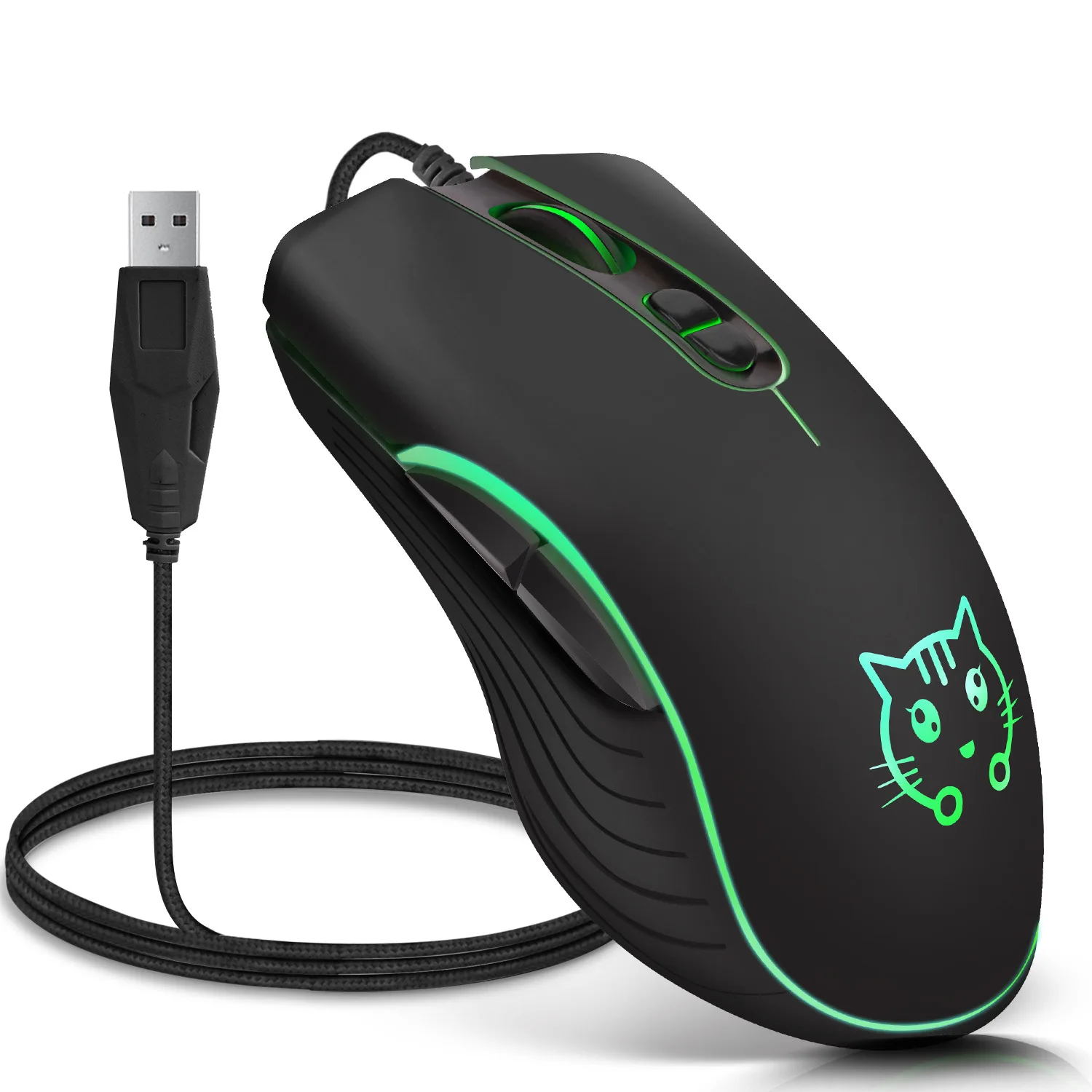 

Glowing Silent USB Wired Gaming Mouse, DVA Anime Design Esports Mouse for PC, Ergonomic Office Gamer Mouse
