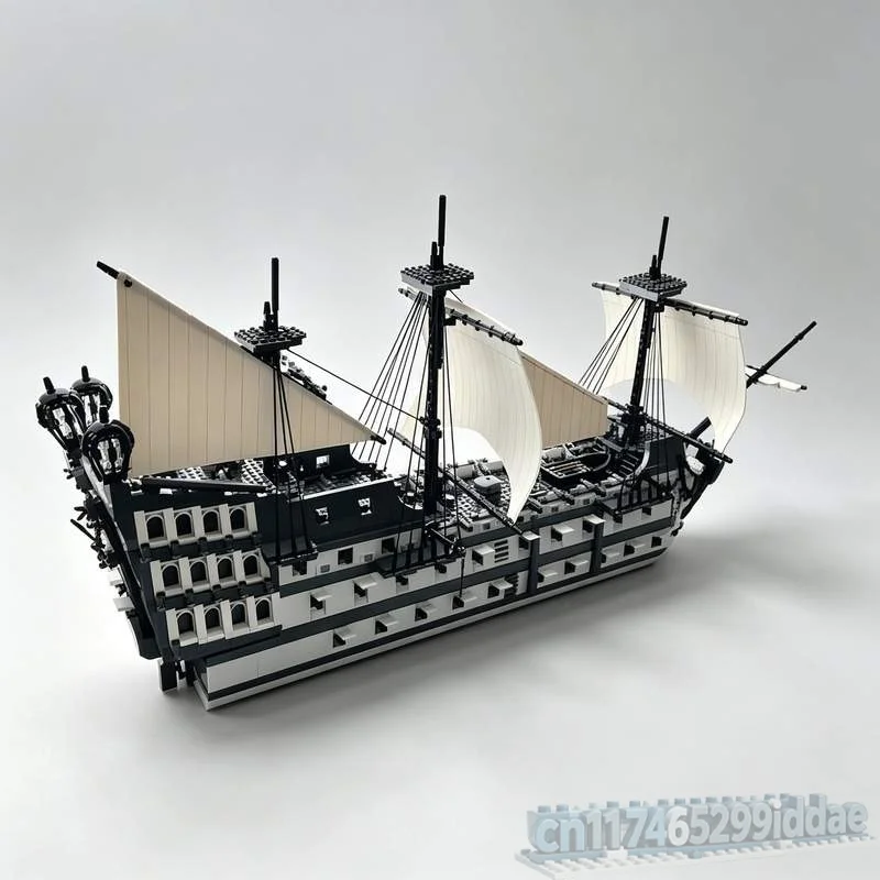 NEW 4763Parts Unicorn HMS Navy Ship Model Custom Puzzle Architecture DIY Creative Assembly Educational Toy Blocks Gift Display